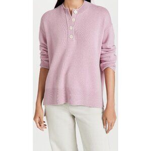 Theory NWT Women's Button Up Cashmere Sweater Pullover TOP Pink Size L MSRP $445
